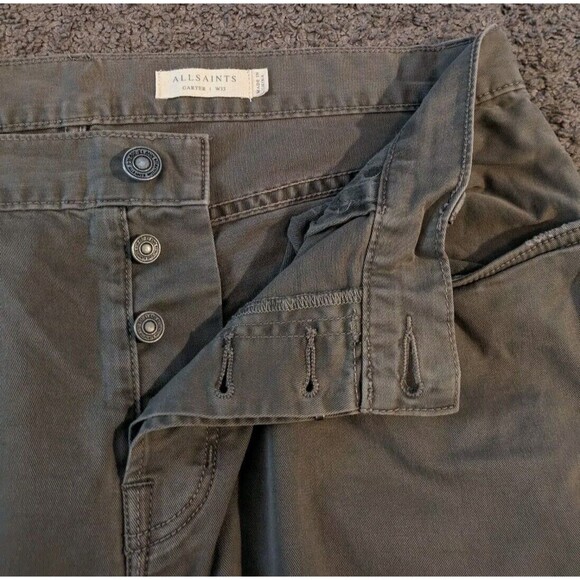 Men's AllSaints Carter Twill Beech Green Button Fly Jeans Size 33x29 - Picture 5 of 8